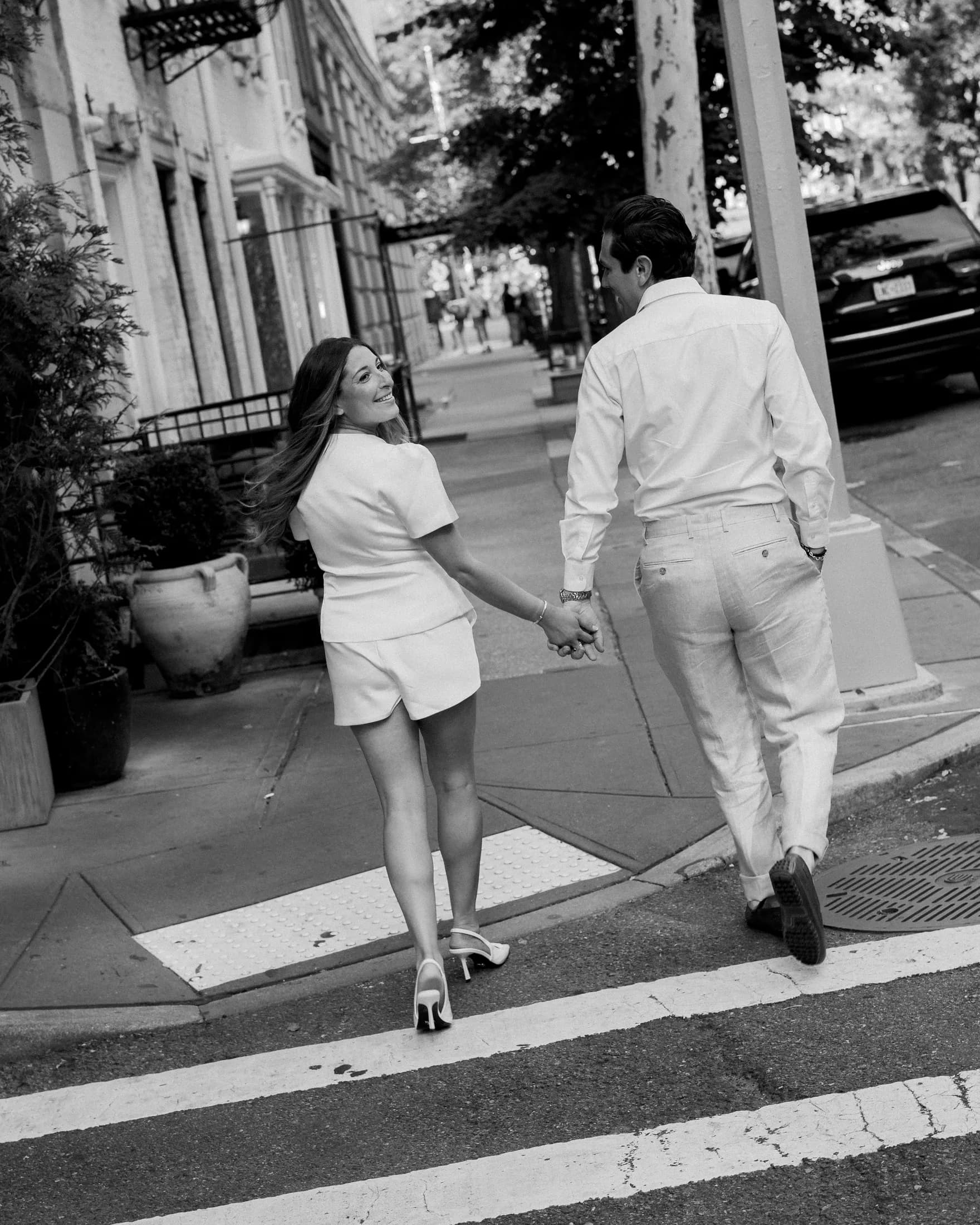Gabrielle and Clay walking in the West Village